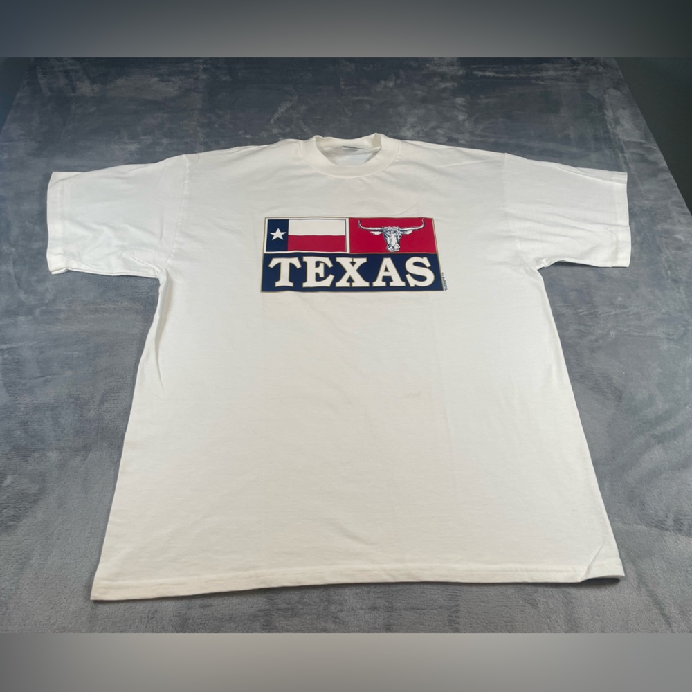 Vtg Texas tshirt tultex 1998 white red blue longhorn XL